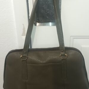 Olive Green Leather Tote Bag